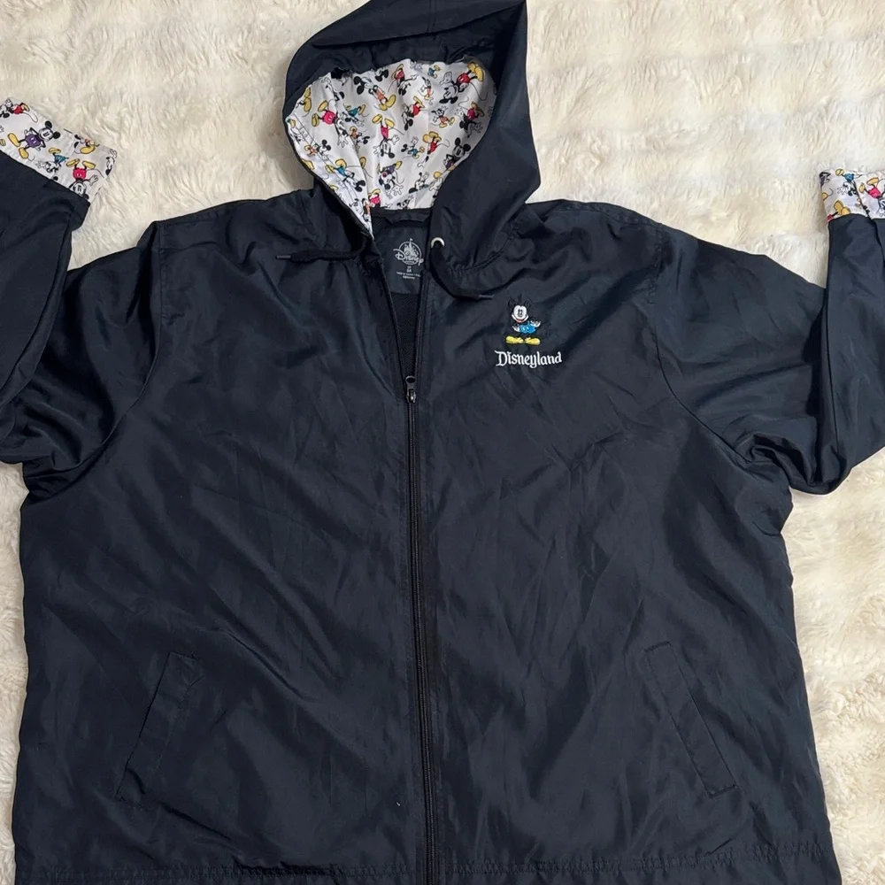 Disneyland Black Hooded Jacket for Women. Embroidered Mickey